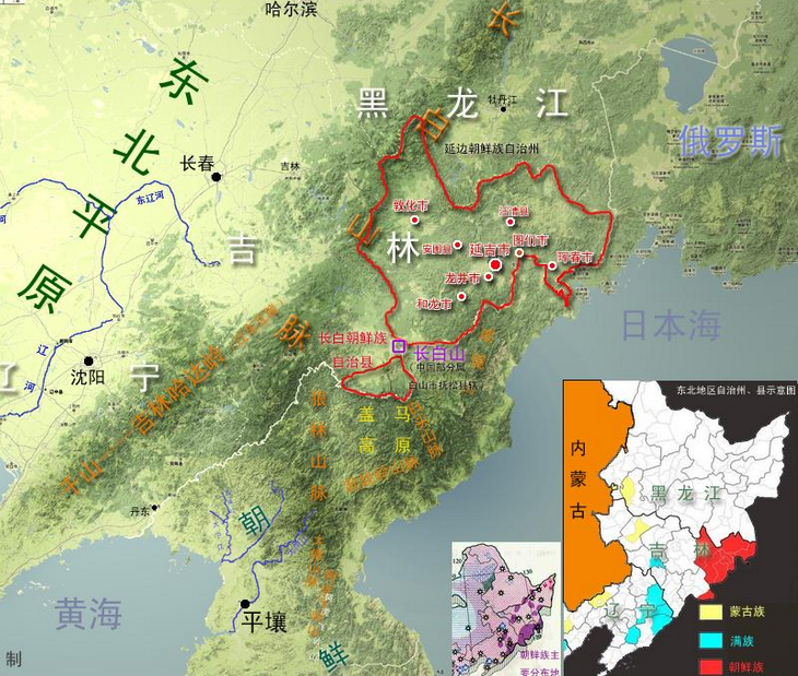 让我们看看上面这个国内 朝鲜族分布示意图,很明显可以发现,历史上