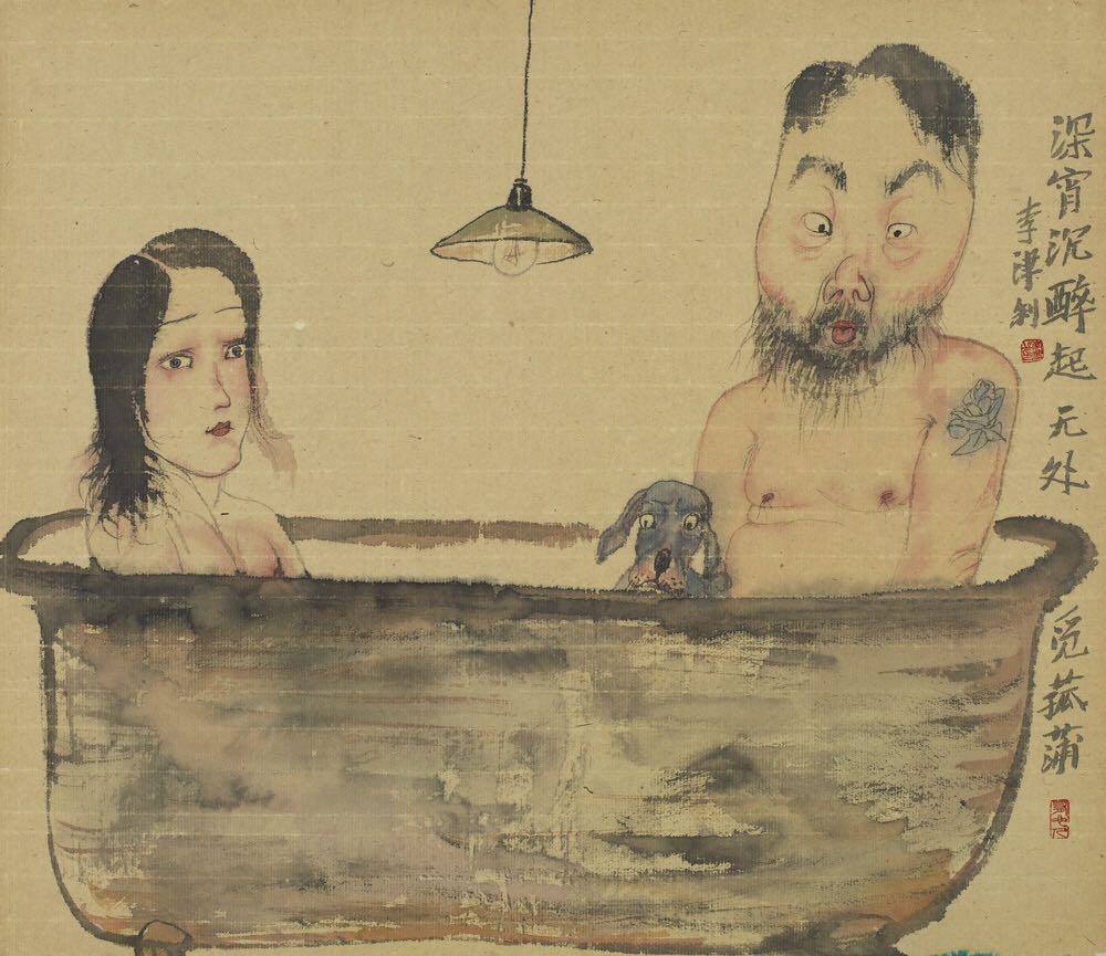 喜欢李津的画,总想着挂一副在墙上,不过媳妇不喜欢,估计只能挂厕所了
