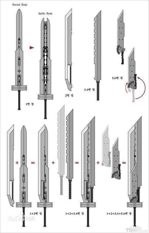 《最终幻想7·圣子降临》中克劳德的大剑,可以拆分成为好几种武器