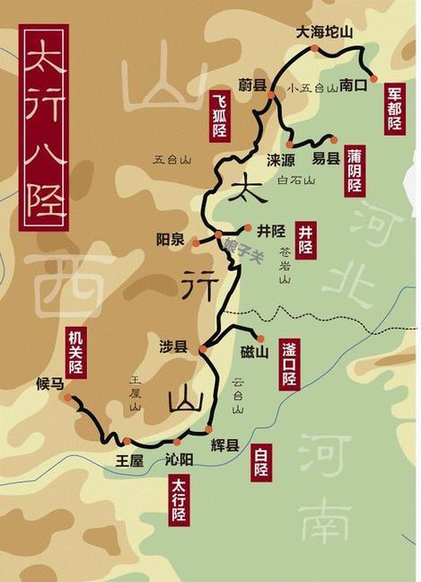 图中最右段即为山海关,古北口在"密云水库"上面,居庸关在"八达岭"