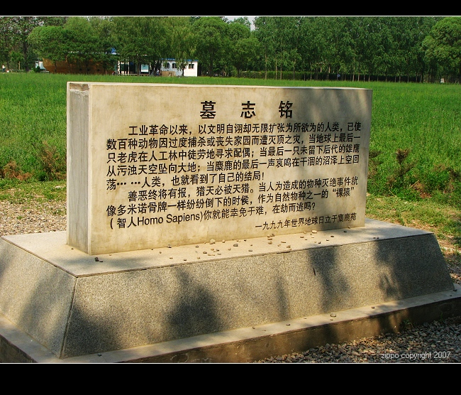 北京南海子麋鹿苑的世界灭绝动物墓地   显示全部