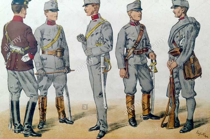 今天的奥地利军队正装仍然保留了这种左肩绳结,作用仍然是固定绶带.