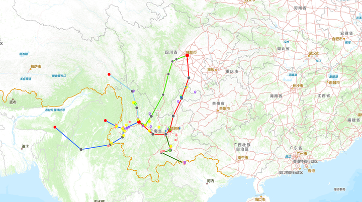 南方丝绸之路沿线(云南省境内)人文旅游资源分布图