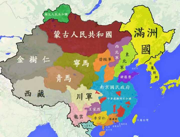中原大战后,中国各军阀势力地图?