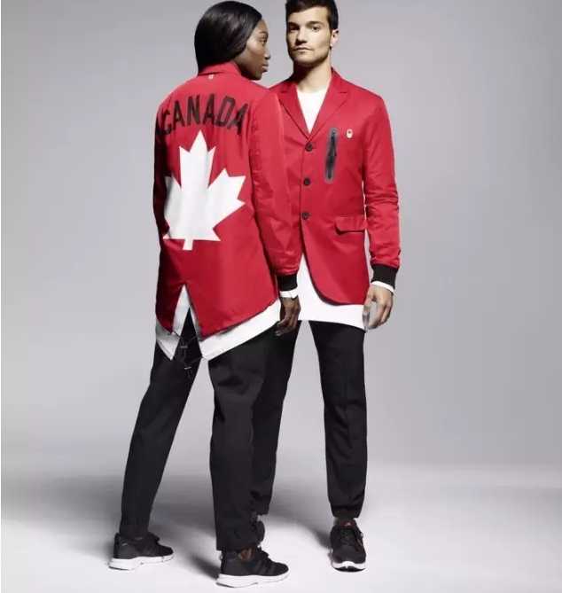 这次的加拿大奥运会队服以红,白,黑为主色调.
