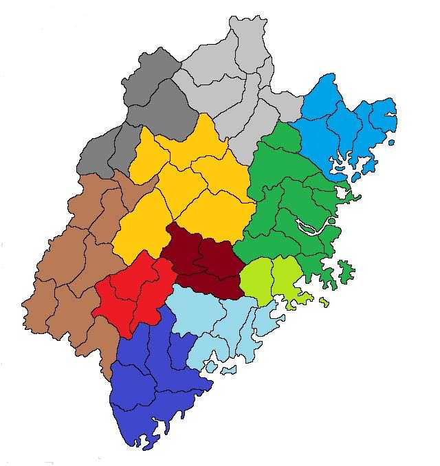 这是福建本土各州府 从清代的行政区划来看,屏南和古田两个县是属于