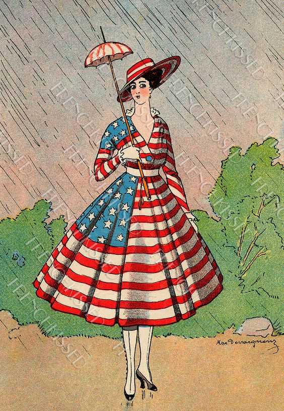 到了现代美国人更是开发出了一整套国旗服装产品 妇女要爱国
