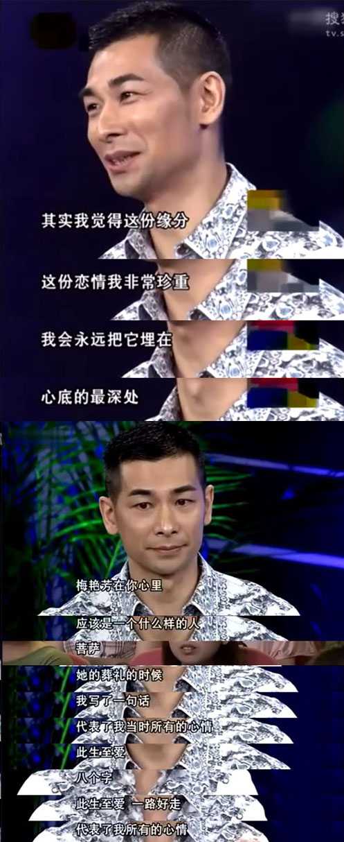 直到2012年以后,赵文卓突然在电视上一边流泪一边怀念梅艳芳