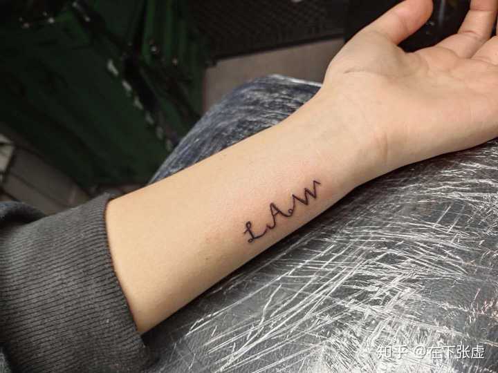 今天刚去纹了第一个纹身,一个英文字母law.