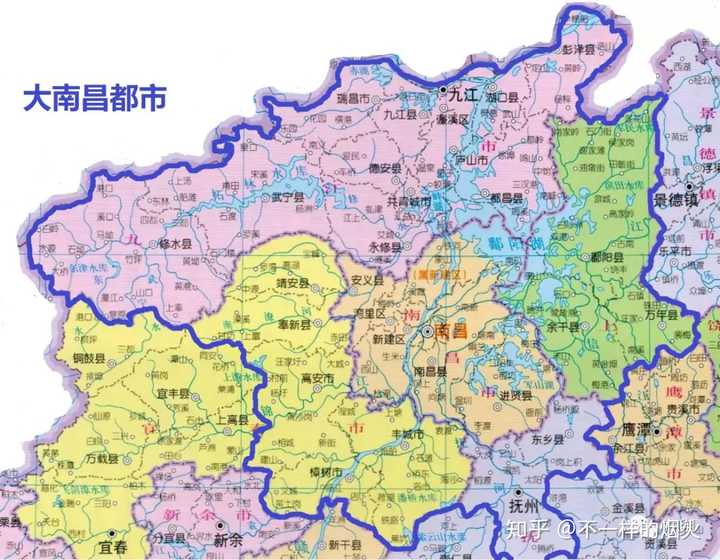 大南昌都市圈包括南昌市,九江市,抚州市的临川区,东乡区,宜春市的