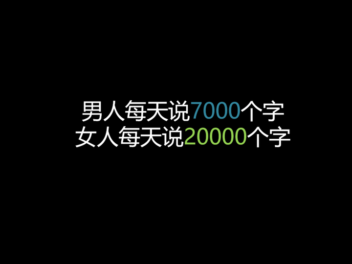 认知神经科学研究得出的结论,男人每天说7000个字,女人每天说20000个