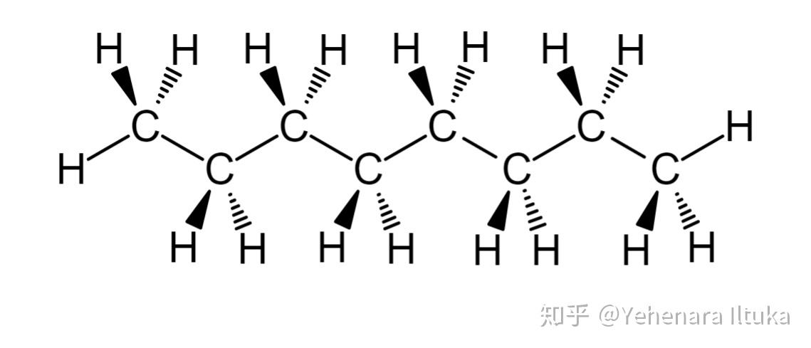 上图是我画的正辛烷结构,由于碳碳单键可以旋转,这只是它万千形态中的