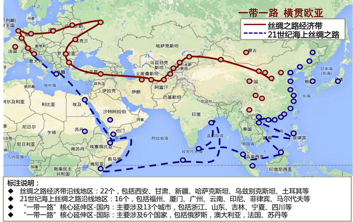 这是一个事实,但更重要的,请看地图 一带一路示意图 如果高铁一直要