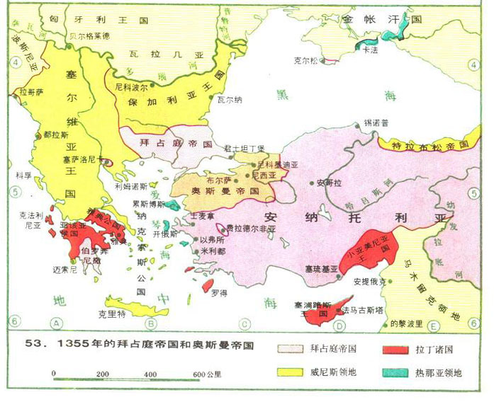 1355年半死不活的帝国,看起来还控制着色雷斯地区,其实早已政令不出君