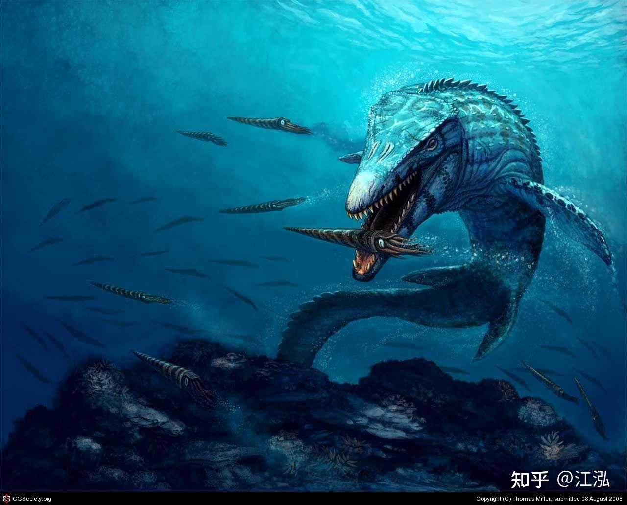 江泓 的想法: 【古生物复原图欣赏】沧龙 这幅画是我