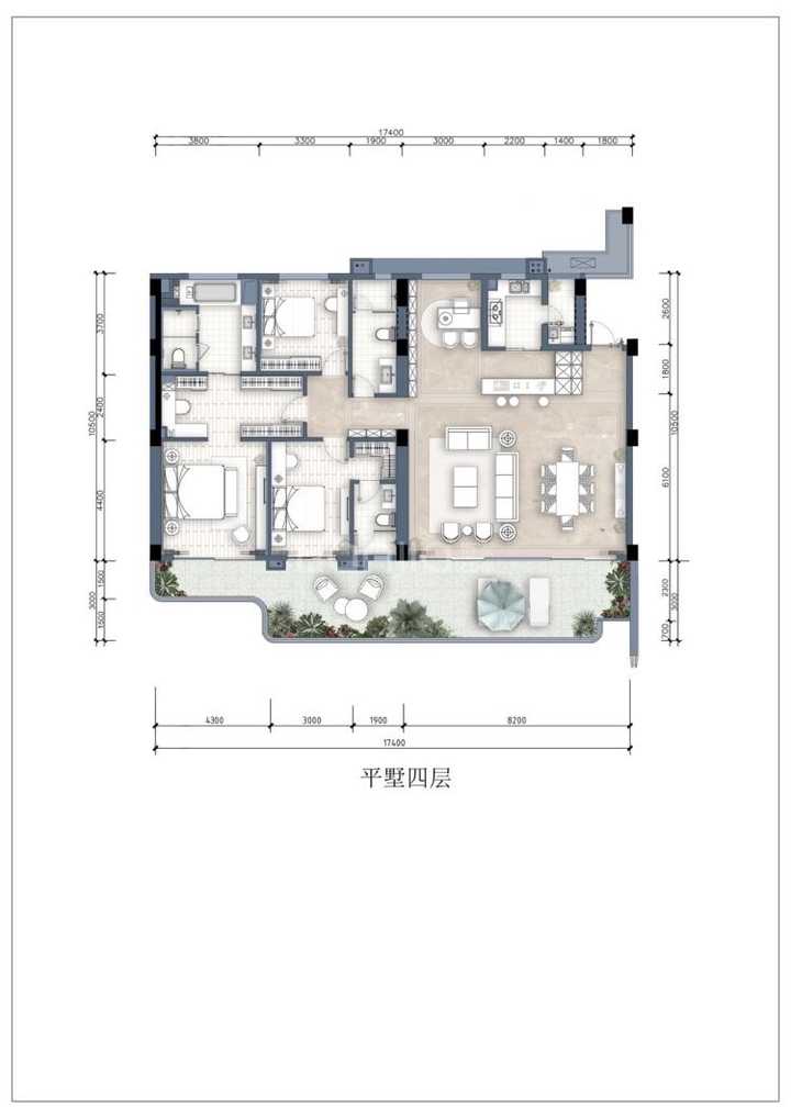 这是在我们城市北区的一个网红盘的平墅产品, 建面192㎡,也可以理解为