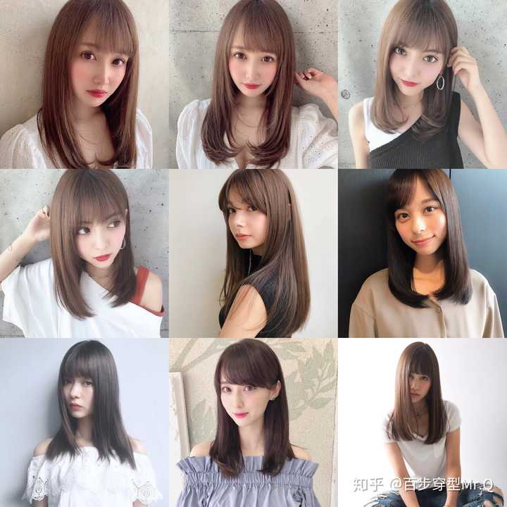 三:锁骨中长发 1, 直发离子烫,打理困难程度1-2分,几乎不需要打理