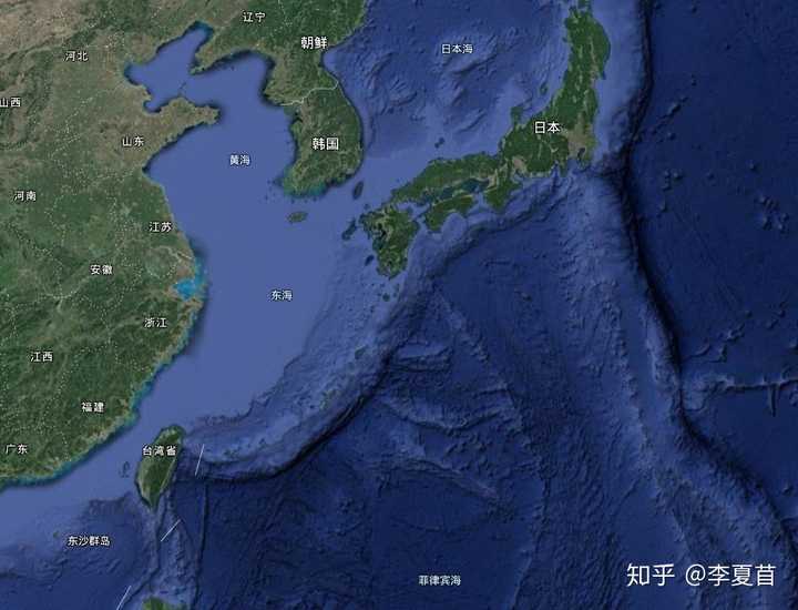 中国和日本部分海域海底拓扑图
