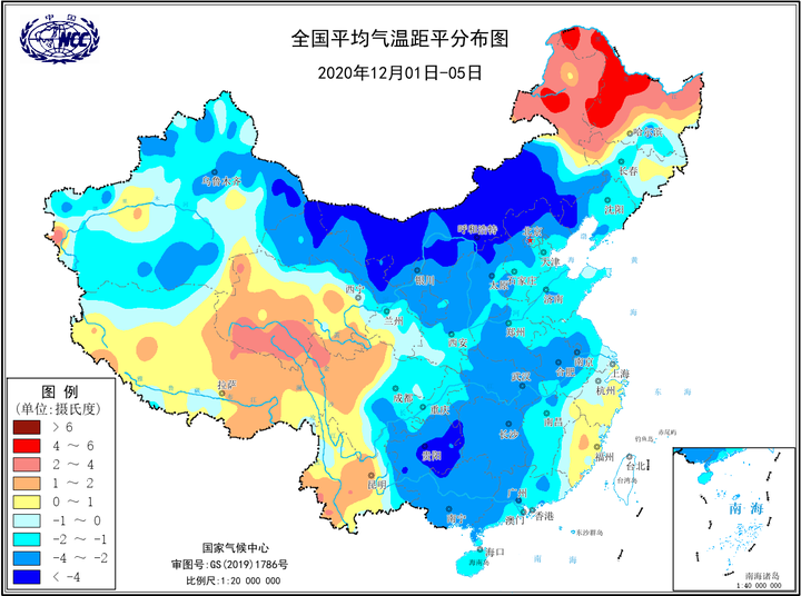 这是12月1号以来全国的气温距平图