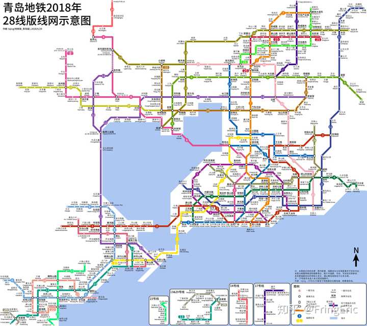 最后放一张地铁族tqing制作的28线版青岛地铁规划图供参考(侵删