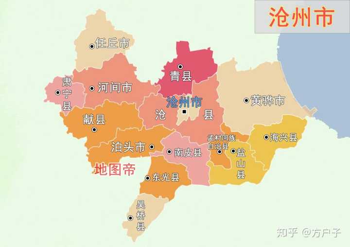 沧州市,河北省地级市,因东临渤海而得名,意为沧海之州.