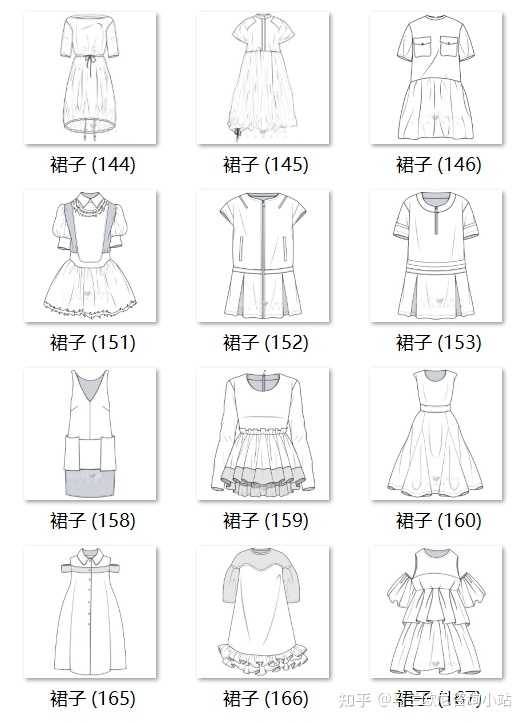 马兰欧尼咨询小站 的想法 今日素材「女裙款式图 后续还会发布更