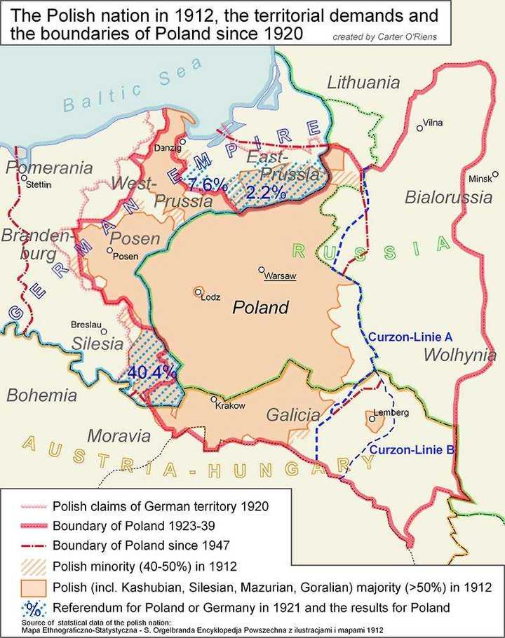 第二共和国地图; 我认为,最公平的方案应该是波兰东部严格按照寇松线