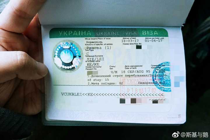 知道大妈是不是较劲,把乌克兰签证贴在了俄罗斯签证前一页的备注页上