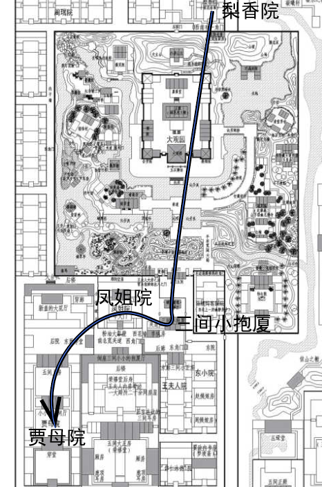 周瑞家的去黛玉屋里: 周瑞家的这才往贾母这边来.