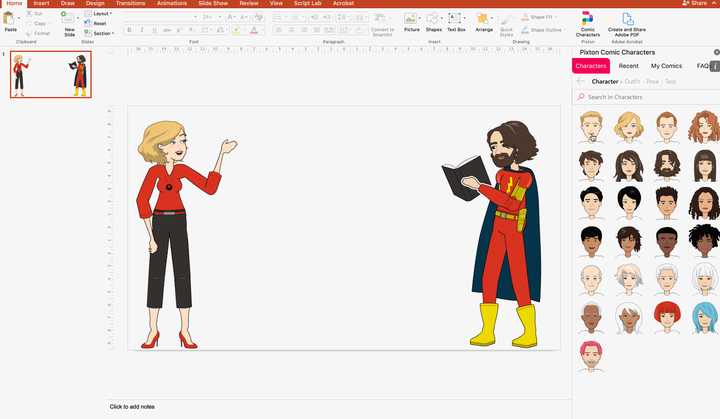 在 mac 版 ppt 中使用 comic characters