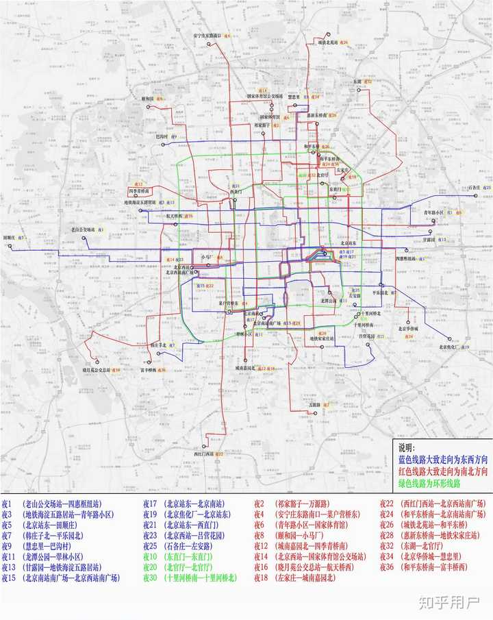 北京公交夜班车线路图
