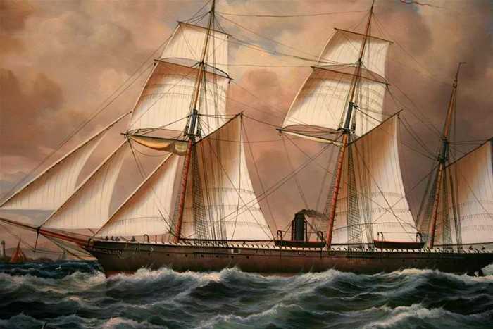 临高穿越国第一代巡洋舰 -- 1630型钢肋木壳飞剪首蒸汽辅助动力风帆