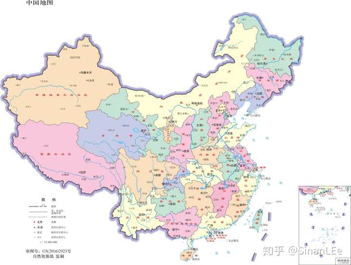 中国地图,审图号:gs(2016)2923号,由中华人民共和国自然资源部"标准