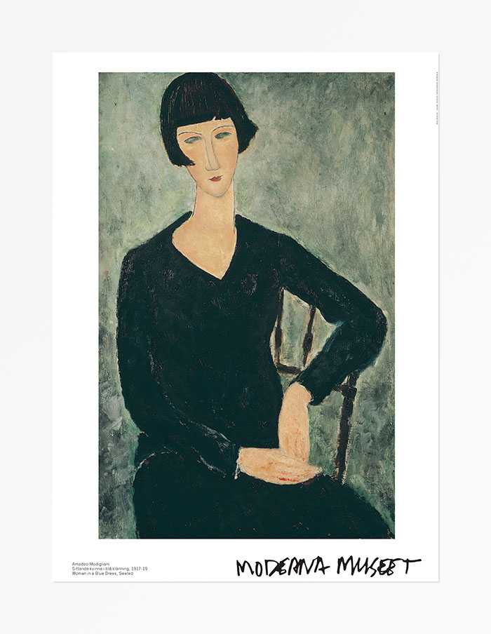 modigliani 莫迪里阿尼 "woman in   blue dress, seated"   moderna