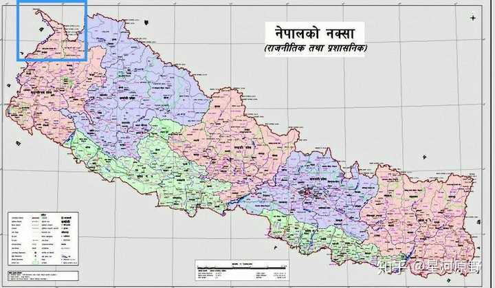 现在的尼泊尔地图,左上角就是那个小勾勾