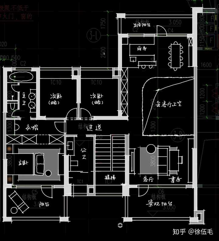 170x2,建面超过300平的复式,我没住过,只能凭我有限的见识画一画.