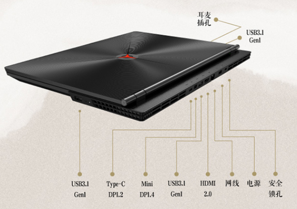 y7000将接口的大部分放在了屏幕背后,机身左侧含有一个usb接口,以及