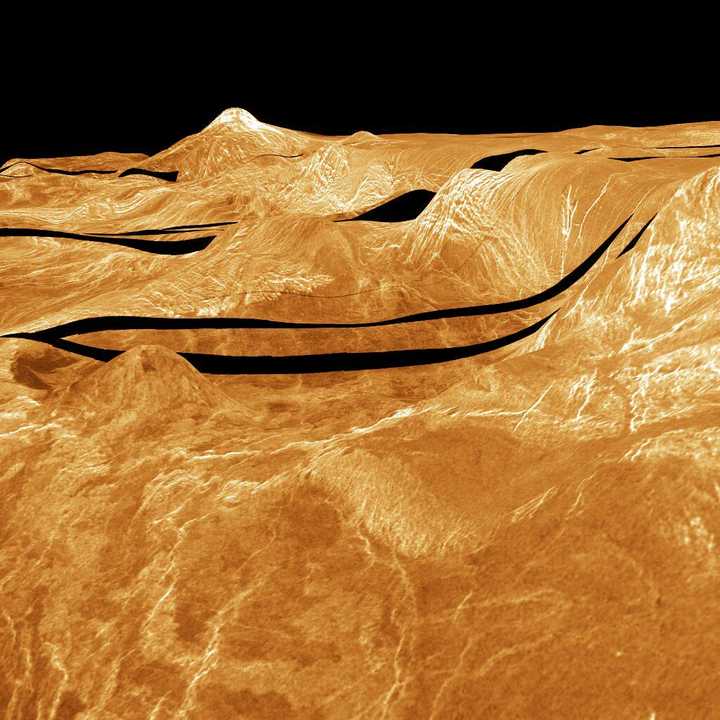 探测器传回的金星表面数据模拟出的地表