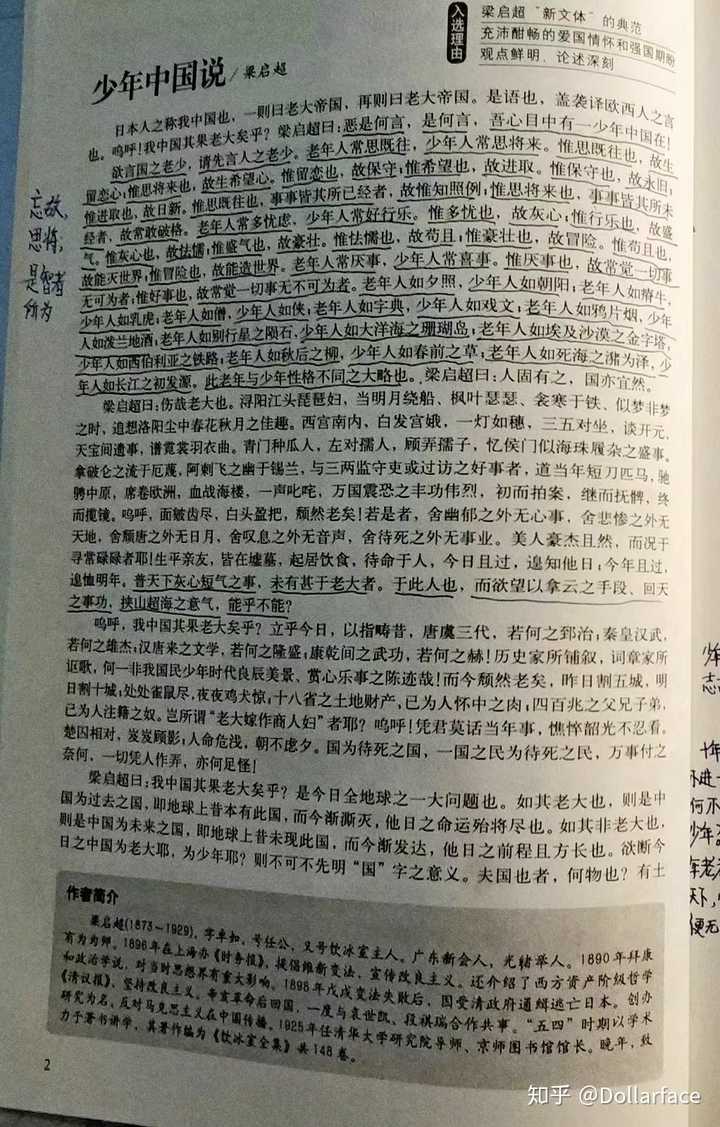 附,回念一下自己五年级 少年中国说的批注,写得不好,也感慨当真是少年