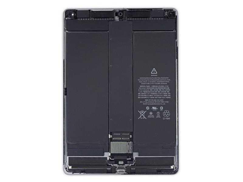 air 2的电池是类似mac的一大整块,因此导致了ipad pro系列的电池损耗