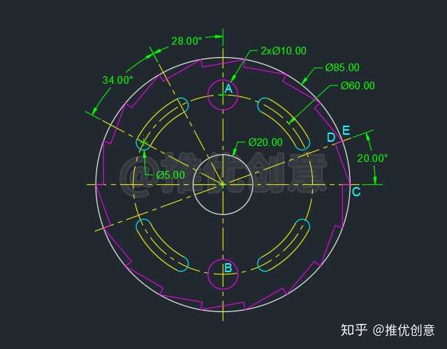 16, 环形阵列完成后如下图.