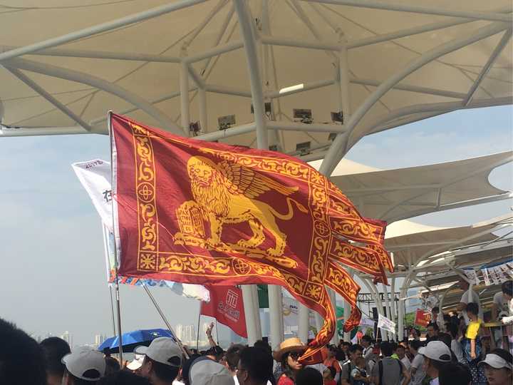 我今天去看龙舟拍的一张图,想起了兰尼斯特家族的族徽,同样的狮子