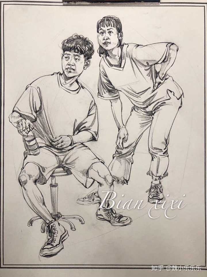 人物速写,十分钟画两个人能画到什么程度?