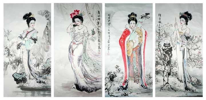 木雕《四大美女》,西施,貂蝉,杨玉环,王昭君,是我国家喻户晓