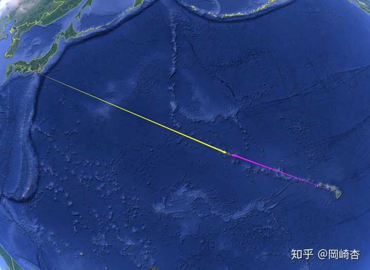 中途岛离夏威夷比离柱岛近的多.