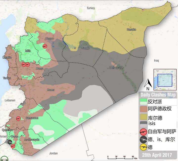 叙利亚各方势力所控制的区域有什么互相联系?