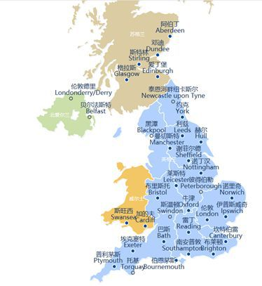 英国分为英格兰,苏格兰,威尔士和北爱尔兰四个地区,每个区域的天气