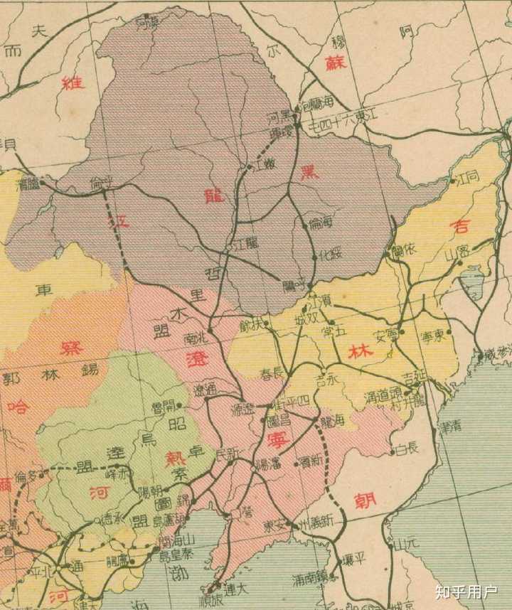 东北三省传统区域图(出自1939年中国分省新图 申报四版)