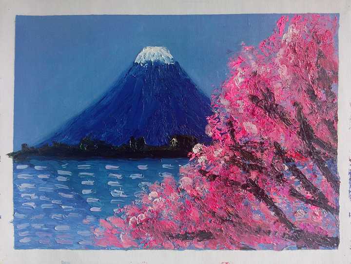 教程:俄罗斯画家 igor sakharov---油画 【常速】富士山下樱花树