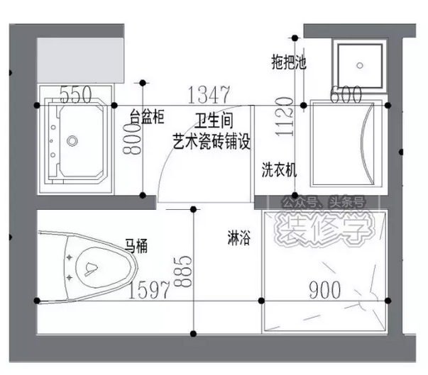 所以小户型的长方形卫生间也可以考虑这种方案,尤其是人比较多的家庭